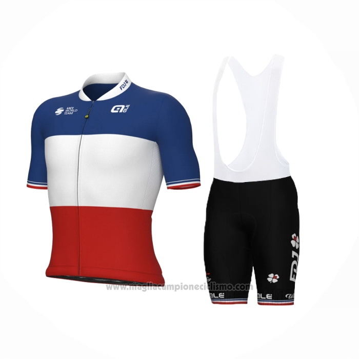 2024 Abbigliamento Ciclismo Groupama-FDJ Rosso Bianco Blu Manica Corta e Salopette